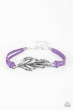 Faster Than FLIGHT - Silver Feather on a Colored Suede Clasp Bracelet