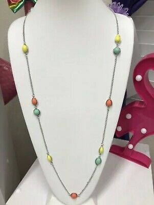 Pacific Piers - Multicolored - Green - Red Assorted Sizes Round and Teardrop Shapes Long Necklace