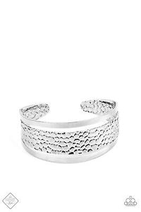 Jungle Jingle Silver Bars with Crocodile-Like Print Cuff Bracelet - Fashion Fix Bracelet Feb. 2021