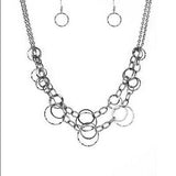 Urban Center - Black/Gunmetal Hoops and Rings Linked for Two Rows Short Necklace - Party Pack Exclusive