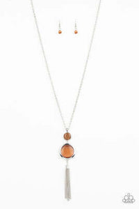 Have Some Common SENSE! - Green, Orange, Gold, Brown Moonstone with Tassels Long Necklace