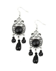 Stone Bliss - Black Fishhook Earrings