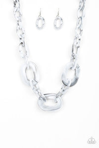 All In-Vincible - Silver Acrylic Short Necklace