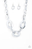 All In-Vincible - Silver Acrylic Short Necklace