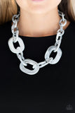 All In-Vincible - Silver Acrylic Short Necklace