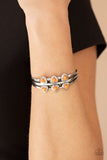 Tribal Triad - Orange Triangular Stones Silver Cuff Bracelet