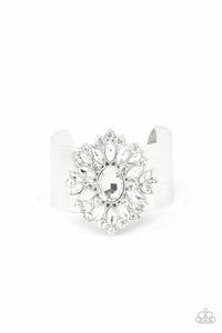 The Fashionmonger - White Rhinestones and Gem Cuff Bracelet