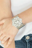 The Fashionmonger - White Rhinestones and Gem Cuff Bracelet