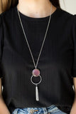 Nice To GLOW You - Orange - Purple Cat's Eye Long Necklace