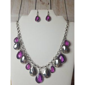 Clique Bait - Purple - Blue Glassy Teardrops Short Necklace