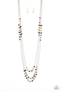 Seasonal Sensation - Multi - Blue Beads and Wooden Beads Trickle Long Necklace