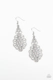 Sprinkle on the Sparkle - Silver/Grey - White Dainty Pearls Glassy White Rhinestones Fishhook Earrings