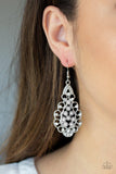 Sprinkle on the Sparkle - Silver/Grey - White Dainty Pearls Glassy White Rhinestones Fishhook Earrings