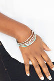 Stackable Sparkle - White - Blue Rhinestones Silver Bangle Bracelets