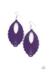 Tahiti Tankini - Purple and Red Wooden Fishhook Earrings