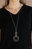 The Inner Workings - Silver Hoops Stacked Pendant Long Necklace