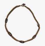 Timberland - Brown and Black Cording and Wooden Beads Urban Necklace