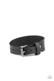 Tougher Than Leather - Black Leather Band Urban Buckle Closure Bracelet