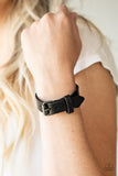 Tougher Than Leather - Black Leather Band Urban Buckle Closure Bracelet