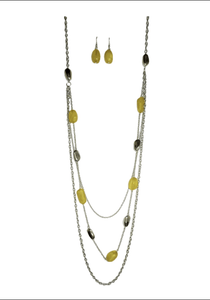 Vacay Mode - Yellow and Silver Beads Long Necklace